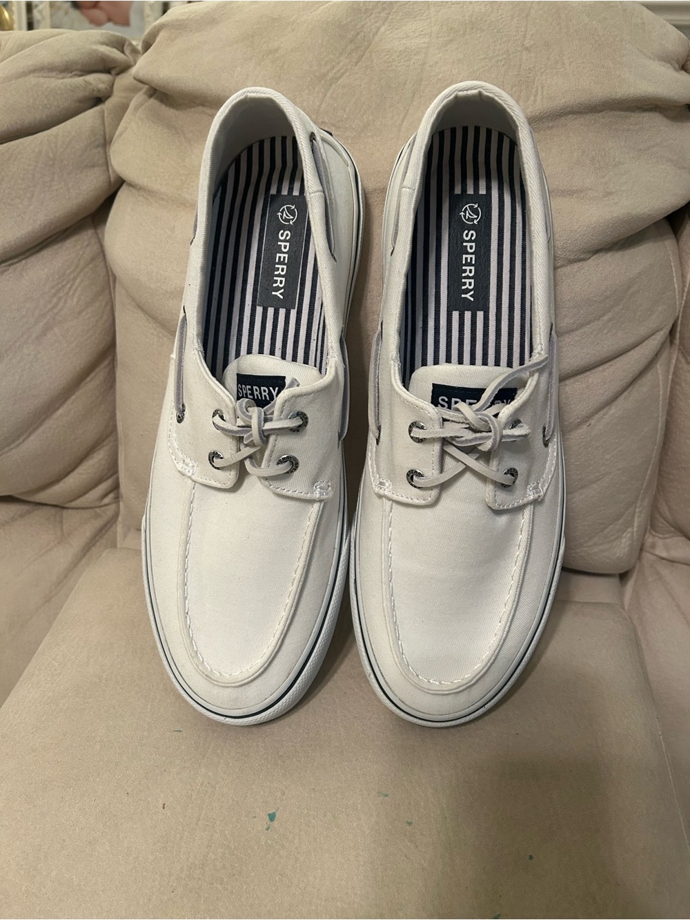 Sperry Men's Off-White Canvas Boat Shoes